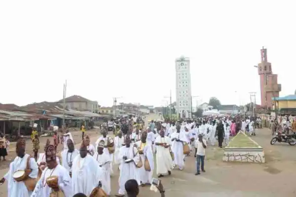 Ooni Of Ife, Celebrates Goddess Of Love, Osun Without Wife, Olori Wuraola (Photos)